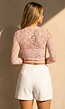 Roze Kanten Wikkel Top met Lange Mouwen