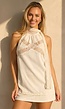 Beige Halter Top met Kant en Sjaalkraag