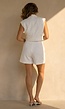 Witte Gilet Top met Reverskraag en Knoopsluiting