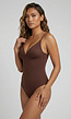 Corrigerend Stringbody Bruin met Verstelbare Bandjes