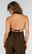 Bruine Halter Top en Wide Leg Broek Set