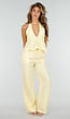 Gele Halter Top en Wide Leg Broek Set