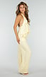 Gele Halter Top en Wide Leg Broek Set