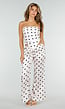 Witte Polkadot Set met Bandeau Top En Wijde Broek