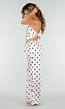 Witte Polkadot Set met Bandeau Top En Wijde Broek