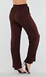 Bruine Wide Leg Broek met Elastische Taille en Strikkoord