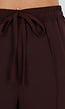Bruine Wide Leg Broek met Elastische Taille en Strikkoord
