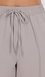 Beige Wide Leg Broek met Elastische Taille en Strikkoord