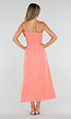 Coral Roze Maxi Jurk met Smock en Strikbandjes