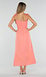 Zalmroze Maxi Jurk met Smock Bodice, Strikbandjes en Knoopsluiting