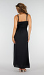 Zwarte Maxi Jurk met Smock Bodice, Strikbandjes en Knoopsluiting