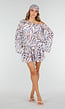 Witte Zebra Print Off Shoulder Jurk met Bandana en Striksluiting