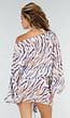 Witte Zebra Print Off Shoulder Jurk met Bandana en Striksluiting