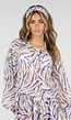 Witte Zebra Print Off Shoulder Jurk met Bandana en Striksluiting