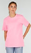 Roze Basic T-Shirt met Ronde Hals en Korte Mouwen