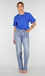 Blauw Basic T-Shirt met Ronde Hals en Korte Mouwen