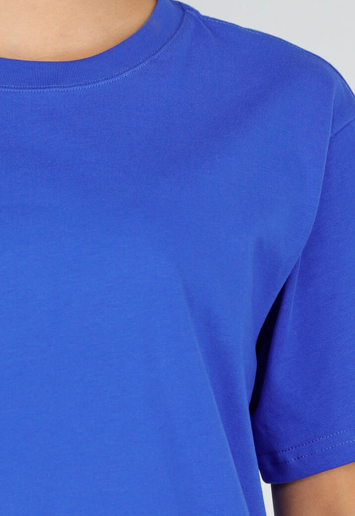 Blauw Basic T-Shirt met Ronde Hals en Korte Mouwen