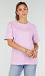 Lila Basic T-Shirt met Ronde Hals en Korte Mouwen