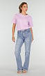 Lila Basic T-Shirt met Ronde Hals en Korte Mouwen