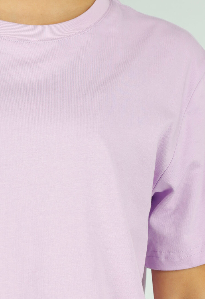 Lila Basic T-Shirt met Ronde Hals en Korte Mouwen