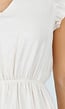 Beige Jumpsuit met V-Hals, Strik op Rug en Volantmouwen