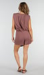Taupe Mouwloze Playsuit met Overslagrok en Schoudervulling