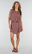 Taupe Mouwloze Playsuit met Overslagrok en Schoudervulling