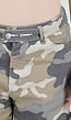 Beige Camouflage Wide Leg Broek met Lage Taille
