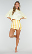 Gele Gestreepte Skort met Stretch