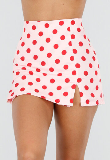 Roze Polkadot Skort