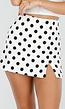 Witte Polkadot Skort met Split en Stretch