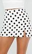 Witte Polkadot Skort met Split en Stretch