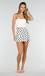 Witte Polkadot Skort met Split en Stretch