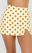 Gele Polkadot Skort met Split en Stretch