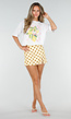 Gele Polkadot Skort met Split en Stretch
