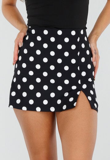 NEW220726 Zwarte Polkadot Skort
