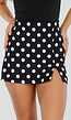 Zwarte Polkadot Skort met Split en Stretch