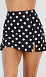 Zwarte Polkadot Skort met Split en Stretch