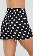Zwarte Polkadot Skort met Split en Stretch