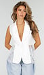 Wit Mouwloos Gilet met Kanten Details