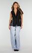 Zwart Mouwloos Gilet met Kanten Details