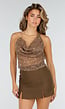 Bruine Pailletten Halter Top met Gouden Ringdetails