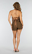 Bruine Pailletten Halter Top met Gouden Ringdetails