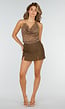 Bruine Pailletten Halter Top met Gouden Ringdetails