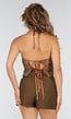 Bruine Pailletten Halter Top met Gouden Ringdetails