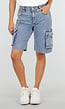 Blauwe Denim Cargo Bermuda Short met Ruwe Zoom