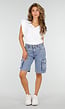 Blauwe Denim Cargo Bermuda Short met Ruwe Zoom