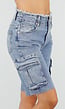Blauwe Denim Cargo Bermuda Short met Ruwe Zoom