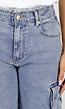 Blauwe Denim Cargo Bermuda Short met Ruwe Zoom