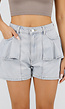 Lichtblauwe Denim Ruffle Shorts met Hoge Taille
